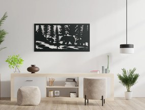 drevko Drevený obraz Medvede v lese Rozmer obrazu: 22 x 44,5 cm, Farba dekorácie: Čierna