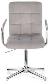 LuxuryForm DESIGN Stolička VERONA VELUR na striebornom kríži - svetlo šedá