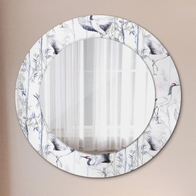 Okrúhle ozdobné zrkadlo Žeriavy vtáky fi 50 cm