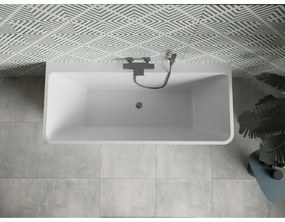 Mexen Volta, voľne stojaca nástenna vaňa 170 x 75 cm, biela-čierna, brúsený grafit prepad, 51131707575-95