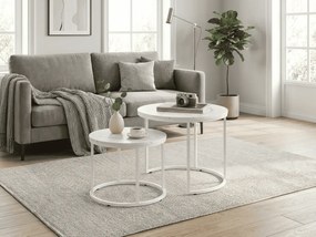 Súprava konferenčných stolíkov MARLON 2 ks, dekor biely mramor