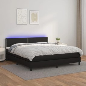 Boxspring posteľ s matracom a LED čierna 160x200 cm umelá koža 3134171