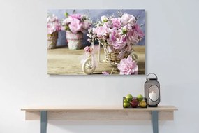 Obraz romantický ružový karafiát vo vintage nádychu - 90x60