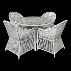 Garden Line ZÁHRADNÝ NÁBYTOK (4 KRESLÁ + STÔL) ŠEDÁ + ŠEDÉ VANKÚŠE *6792