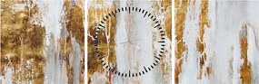 Obraz - Abstrakcia so zlatou (s hodinami) (90x30 cm)