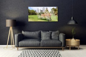 Obraz na akrylátovom skle Park mrakodrapy príroda 100x50 cm