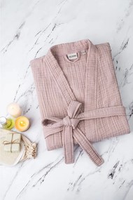 Ružový mušelínový župan veľkosť S/M Kimono – Foutastic