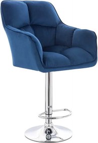 LuxuryForm DESIGN Barová stolička AMALFI VELUR na striebornom tanieri - modrá