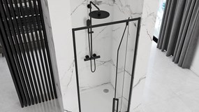 Jednokrídlové sprchové dvere REA RAPID SWING 100 cm pre inštaláciu do niky, čierne/transparent - bez vaničky