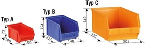 Skriňa s plastovými boxmi BASIC - 800 x 400 x 920 mm, 32x A, 4x C, sivá/sivé dvere