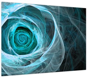 Obraz - Abstraktné ruže modrá s čiernym pozadím (70x50 cm)