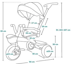 Lionelo - Detská trojkolka HAARI zelená/čierna