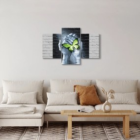 Obraz - Zelený motýľ v stene (90x60 cm)