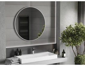 Mexen Loft, okrúhle kúpeľňové zrkadlo 90 cm, farba rámu biela, 9850-090-090-000-20
