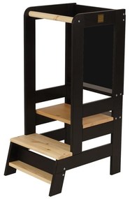 Čierna/v prírodnej farbe učiaca veža z borovicového dreva Montessori – Meowbaby