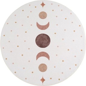 Krémovobiely prateľný detský koberec ø120 cm Coco 1136 – Ayyildiz Carpets
