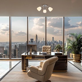 Stropné svietidlo Pireus, 3x biele sklenené tienidlo, ch