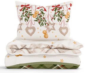 Vianočné predĺžené bavlnené obliečky Renforcé – Kúzlo Vianoc krémové