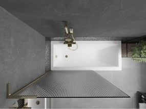Mexen Next L, 1-krídlová vaňová zástena 100 x 150 cm, 6mm sklo s rebrovým vzorom, zlatý lesklý profil, 895-100-000-03-09-50