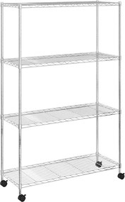 Multidom Regál so 4 policami na kolieskach 90x35x142 cm chrómový 200 kg