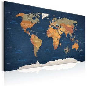 Obraz - World Map: Ink Oceans Veľkosť: 120x80, Verzia: Standard