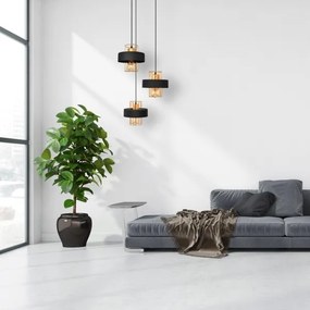 Luster na lanku VOLTA 3xE27/15W/230V čierna/zlatá
