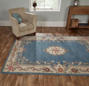 Flair Rugs koberce Ručne všívaný kusový koberec Lotus premium Blue - 150x240 cm