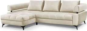 Rohová sedacia súprava Paris, krémová látka, ľavý roh