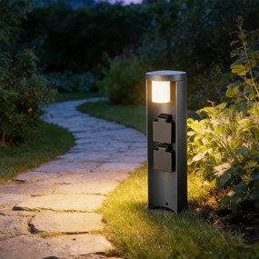 Brilagi - Vonkajšie svietidlo so 2 zásuvkami SCHUKO PILLAR 1xG9/11W/230V IP44 antracit