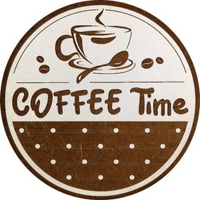 AMADEA Drevený podtácok okrúhly Káva text "Coffee Time", priemer 10,5 cm, český výrobok