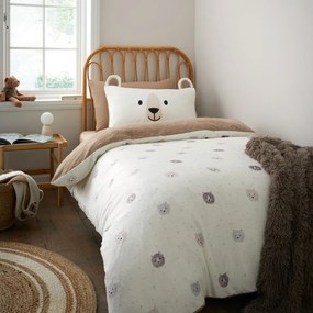 Hnedé/krémové detské obliečky na jednolôžko z mikroplyšu 135x200 cm Cosy Bear – Catherine Lansfield