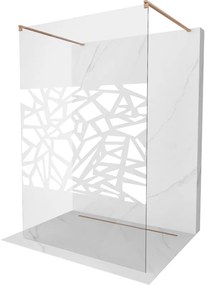 Mexen Kioto, sprchová zástena Walk-In 120 x 200 cm, 8mm číre sklo biely vzor, medený matný profil, 800-120-002-65-85