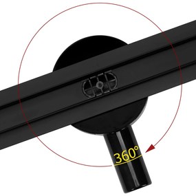 Rea Neo Slim Pro, lineárny nerezový odtokový žľab 90 cm s 360° stupňovým sifónom, čierna matná, REA-G8903