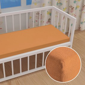 Detské froté napínacie prestieradlo do postieľky FR-022 Okrové 60 x 120 x 10 cm - do postieľky