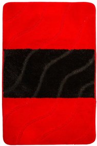 Sada kúpeľňových koberčekov FIORI červená / čierna, pruhy / vlny