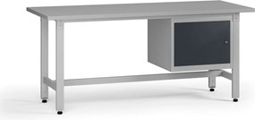 Výškovo nastaviteľný dielenský stôl G5, 1800 x 750 x 800-1000 mm, 1x skrinka, grafit