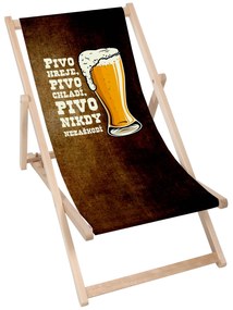 Drevené plážové lehátko Pivo hreje, pivo chladí, pivo nikdy nezaškodí