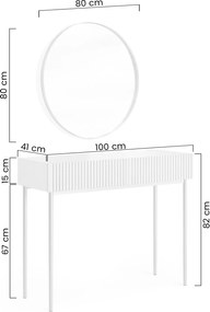 Toaletný stolík Nicole so zrkadlom 80 cm - kašmírová / zlatá