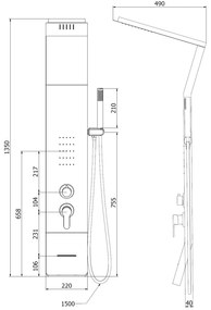 Mexen Yap, sprchový panel, čierna-chrómová, 7612-02-77