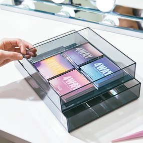 Matne čierny kúpeľňový organizér na kozmetiku z recyklovaného plastu - iDesign