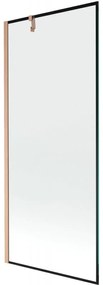 Mexen Next, 1-krídlová vaňová zástena 80 x 150 cm, 6mm číre sklo - čierny vzor, medená matná, 895-080-000-00-70-65