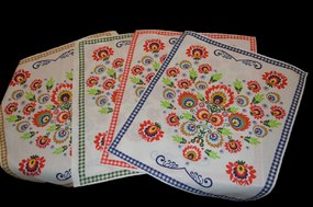 Kuchynská utierka Folk 50x60 cm bavlnená s pútkom – červená, modrá, žltá, zelená Farba: 4.Žltá