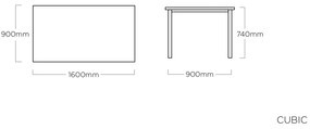 Cubic záhradný jedálenský stôl 160x90 strieborný