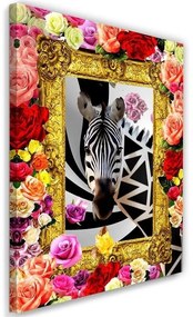 Obraz na plátně Abstraktní barevné květiny Zebra - 40x60 cm