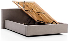 Svetlohnedá čalúnená dvojlôžková posteľ s úložným priestorom s roštom 140x200 cm Cube – Meise Möbel