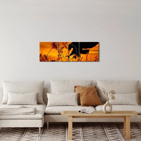 Obraz siluety dravca (s hodinami) (90x30 cm)