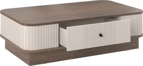 Kávový stolík Vesper 103x60 cm so zásuvkou na sokli - kasmír / orech / čierna úchytka