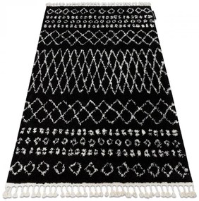 Koberec BERBER ETHNIC 63802, čierno - biely, strapce, Maroko Shaggy