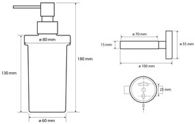 Sapho Sapho, X-ROUND BLACK dávkovač mydla, mliečne sklo, 230ml, čierna, XR101B