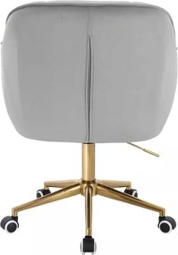 LuxuryForm DESIGN Stolička AVOLA VELUR na zlatej podstave s kolieskami - svetlo šedá